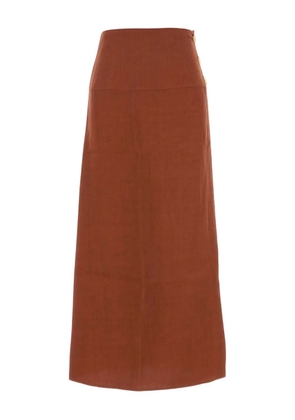 Le Kasha Haifal button-fastening linen maxi skirt - Brown