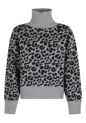 Federica Tosi leopard-print turtleneck sweater - Grey