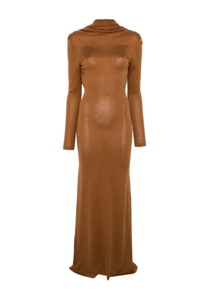 Aya Muse longsleeved open-back maxi dress - Brown