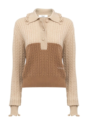 Chloé cable-knit two-tone sweater - Brown