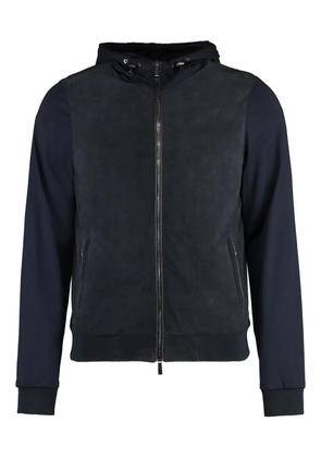 Moorer leather-panel hooded jacket - Blue