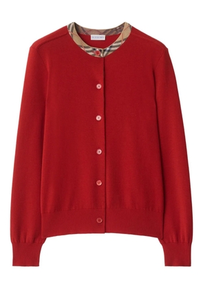 Burberry check-trimmed wool cardigan - Red