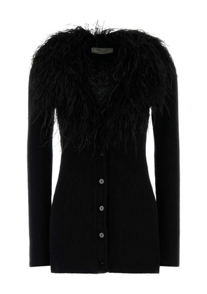 Blumarine feather-trim wool cardigan - Black
