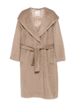 'S Max Mara hooded belted coat - Neutrals