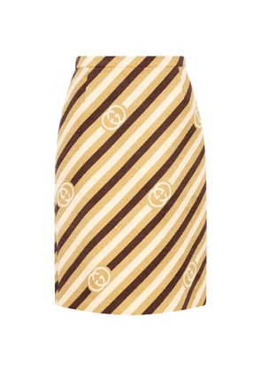 Gucci diagonal-stripe midi skirt - Neutrals