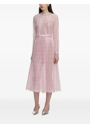 Self-Portrait lace pleated midi dress - Pink