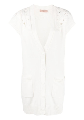 TWINSET crochet-trim cap-sleeve cardigan - White