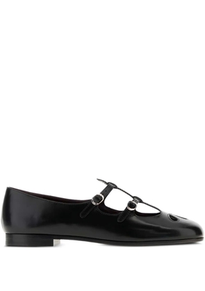 Tory Burch leather buckle flat pumps - Black