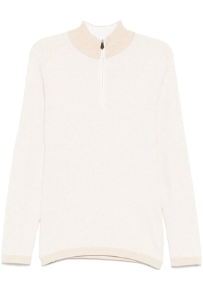 N.Peal Salcombe Jacquard Half Zip sweater - Neutrals