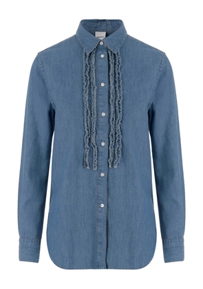 ASPESI ruffled-detail denim shirt - Blue