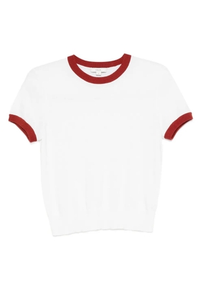 Vince contrast-trim cotton-cashmere t-shirt - White
