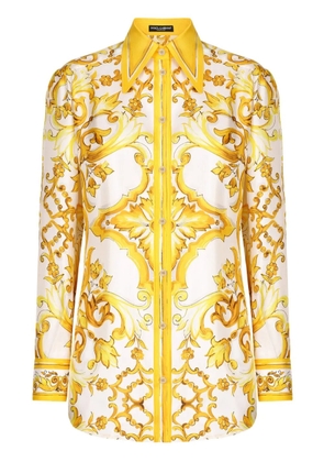 Dolce & Gabbana Majolica-print silk shirt - Yellow