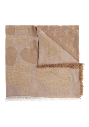 Moschino heart-pattern fringed scarf - Neutrals
