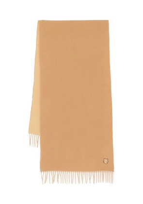 Maison Kitsuné Bold Fox head patch scarf - Brown