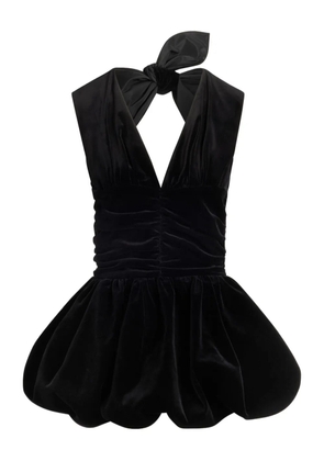 Patou bow-detail velvet mini dress - Black