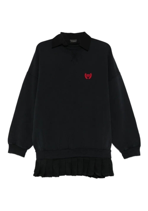 Balenciaga embroidered pleated mini dress - Black