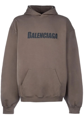 Balenciaga logo-print cotton hoodie - Neutrals