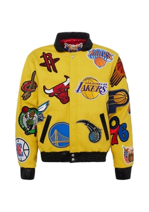Jeff Hamilton x NBA Collage leather bomber jacket - Yellow