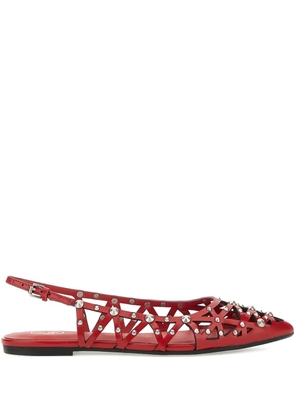 Ash studd-embellishment flat pumps - Red