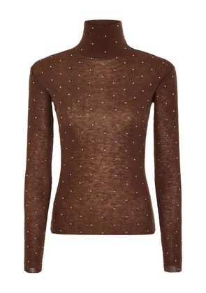 Rabanne embellished-details turtleneck top - Brown