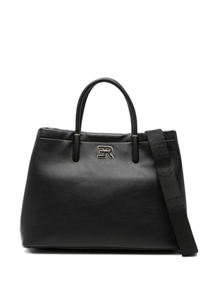 ERMANNO FIRENZE logo-plaque leather tote bag - Black