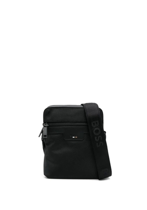 BOSS logo-debossed messenger bag - Black