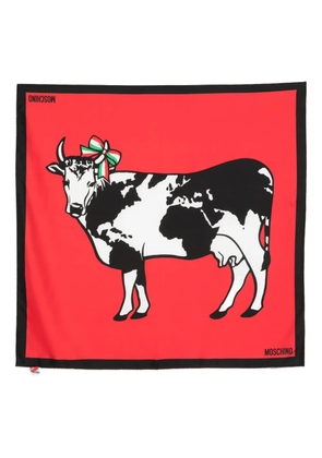 Moschino cow-print scarf - Red