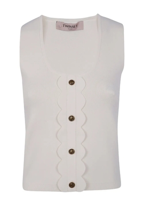 TWINSET scalloped-detail ribbed top - White