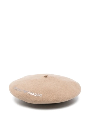 Emporio Armani embroidered wool beret - Neutrals