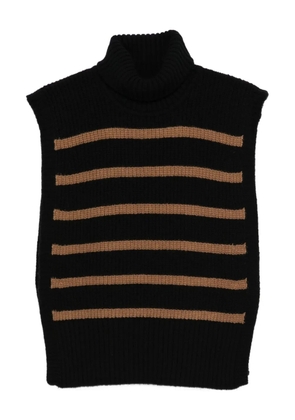 DAVANTINO turtleneck striped sleeveless sweater - Black