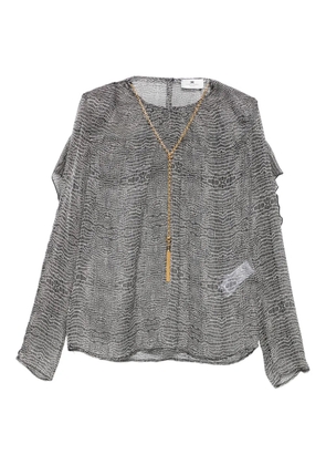 Elisabetta Franchi ruffled animal-print top - Black