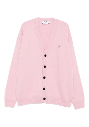 MSGM rose-embellished buttoned cardigan - Pink