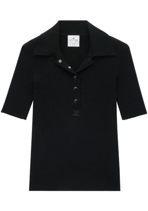 Courrèges AC ribbed-knit polo shirt - Black
