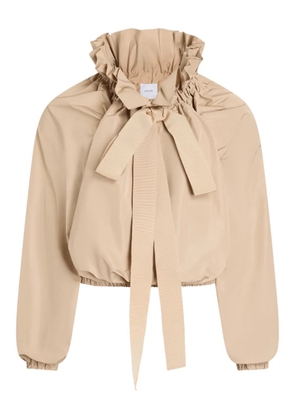 Patou ruffled tie-neck top - Neutrals