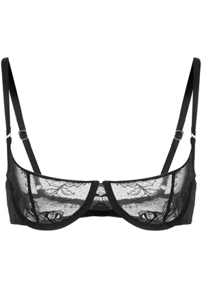 Fleur Du Mal Bouquet lace scooped balconette bra - Black