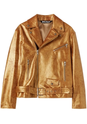 Palm Angels City laminated biker jacket - Gold