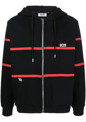 GCDS stripe-print zip-up hoodie - Black