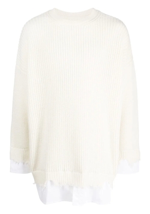 MM6 Maison Margiela layered distressed crochet-knit jumper - White