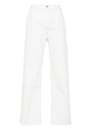 MM6 Maison Margiela embroidered-logo straight-leg trousers - White