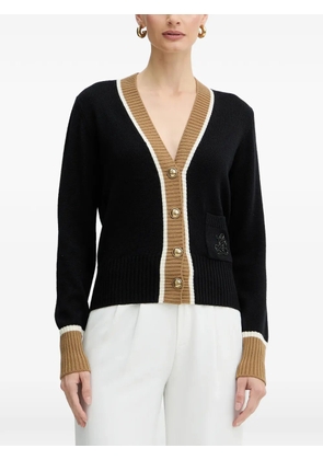 LUISA SPAGNOLI Monoposto beaded-logo buttoned cardigan - Black