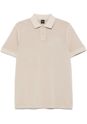 BOSS logo-embroidered piqué polo shirt - Neutrals