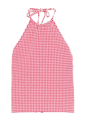 Hunza G check-pattern halterneck top - Red
