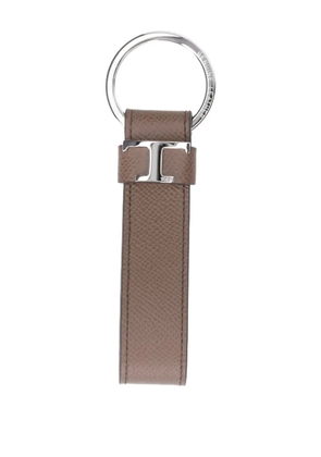Tod's logo-plaque leather keyring - Brown