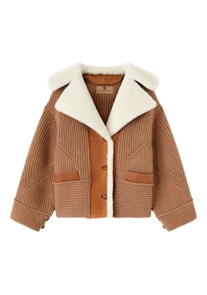 Ermanno Scervino shearling panelled-knit jacket - Brown