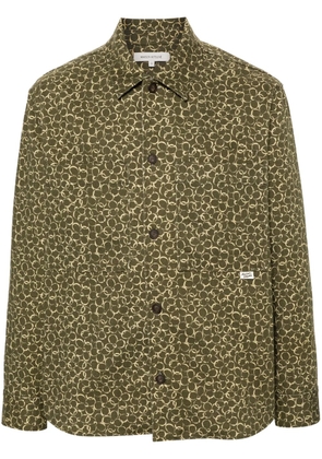 Maison Kitsuné floral-print cotton shirt jacket - Green
