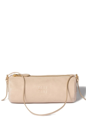 Miu Miu logo-embossed leather pouch - Neutrals