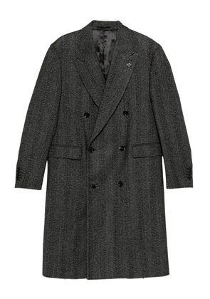 Lardini double-breasted herringbone coat - Black