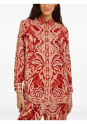 FARM Rio buttoned patterned pajama shirt - Red