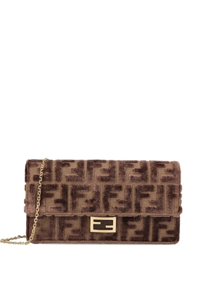 FENDI jacquard-pattern buckle shoulder bag - Brown