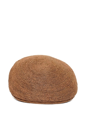 Borsalino rafia crochet flat beret hat - Brown